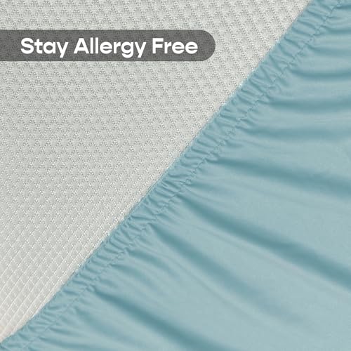 Image of SleepyCat Waterproof Ultra Soft Mattress Protector | Cotton Feel Fitted Cover for Single Bed | Breathable, Hypoallergenic & Durable Protection | 72x36 Inches | Blue