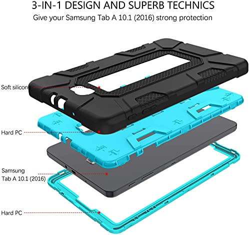 Galaxy Tab A 10.1 2016 Case Sm-T580 T585 T587 Guagua Kickstand 3 In 1 Hybrid Hard Heavy Duty Rugged Shockproof Protective Anti-Scratch Tablet Case For Samsung Galaxy Tab A 10.1 2016 Blue/Black #TOP2