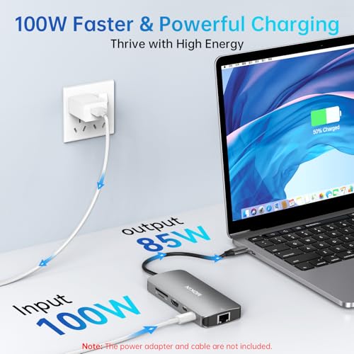 Image of USB C Adapters for MacBook Pro /Air,Mac Dongle with 3 USB Port,USB C to HDMI, USB C to RJ45 Ethernet,MOKiN 9 in 1 USB C to HDMI Adapter,100W PD Charging, USBC to SD /TF Card Reader USB C Hub