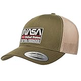 Nasa Offizielles Lizenzprodukt United States Premium Trucker Cap (Olive-Khaki), Einheitsgröße
