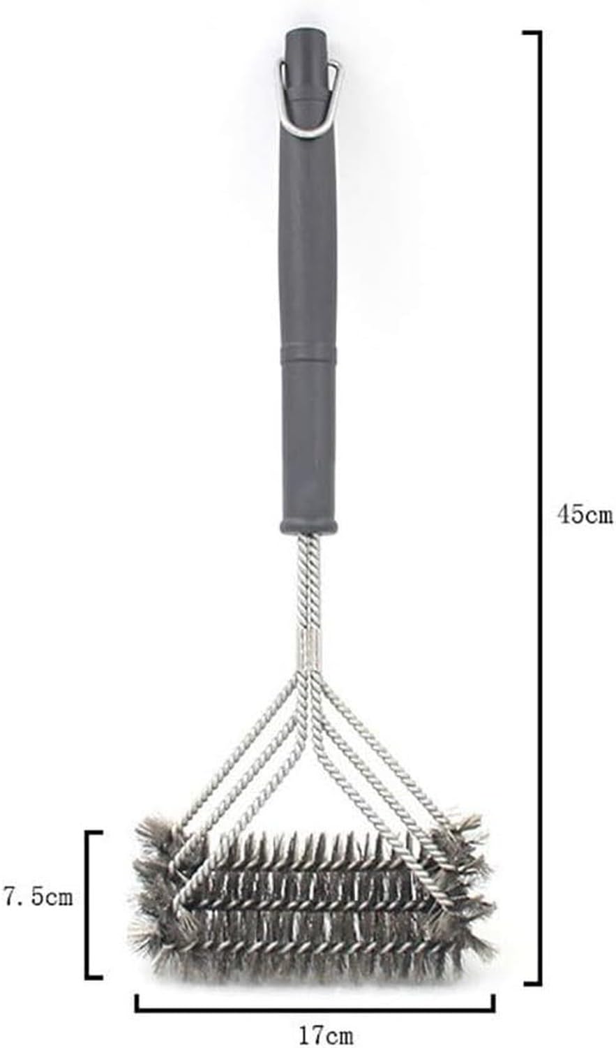 Cepillo limpieza barbacoa 2 piezas 18 pulgadas con Tres cabezas Acero inoxidable, alambre Resistente para parrilla horno y fogón, Ideal jardín Familiar cocina e