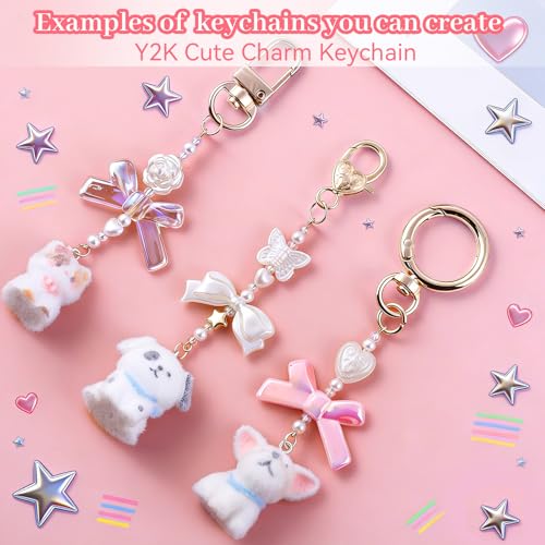 Image of Wurosi 773 Pcs Beaded Keychain Making Kit, Bag Charm Kit, with Chains, Charms & Letter, Key Chain Hooks, Jump Rings, Manual, Gift Bgas, Storage Box & Tools, DIY Crafting and Jewelry Making for Adult
