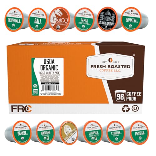 Fresh Roasted Coffee, Organic Single Origin Variety Pack K-Cup Pods for Keurig Brewers, Medium...