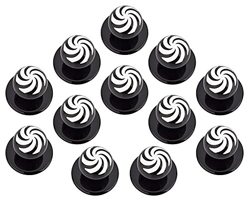 DESERMO 12er Set Kugelknöpfe für Kochjacken | Hochwertige Kochjackenknöpfe für alle Kugelknopf-Kochjacken | Profi Kochknöpfe mit Spiral-Motiv (Schwarz)