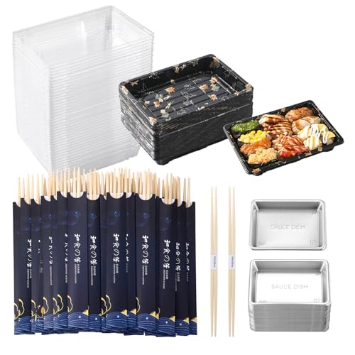 Sbirdbao Disposable Dinnerware Set for 50pcs Sushi Trays Containers with