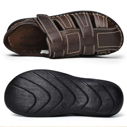 Image of Arkbird Men's Sandals, Closed Toe Leather Fisherman Outdoor Hiking Sport Shoes Summer