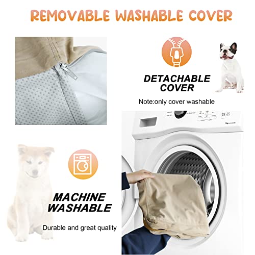Mestuel Dog Bed, 46'' Soft Short Plush Pet Beds For Large Dogs, Anti Slip Indoor 6.3'' Think Dog Sleeping Mattress Crate Pad With Washable Cover For Golden Retriever Dobermann Border Collie,Khaki #TOP5