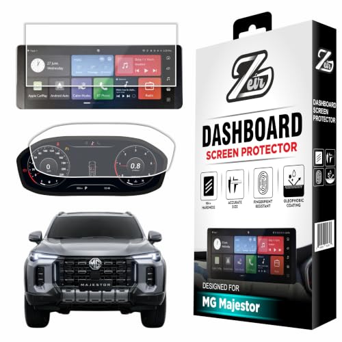 Image of ZEIR Screen Protector COMBO For MG MAJESTOR 2026 - 12.3 inch Infotainment Touchscreen + Instrument Cluster Protector | Anti Scratch | Water Resistant | MgMajestor Display Guard Accessories 2026+ [Not Tempered Glass]