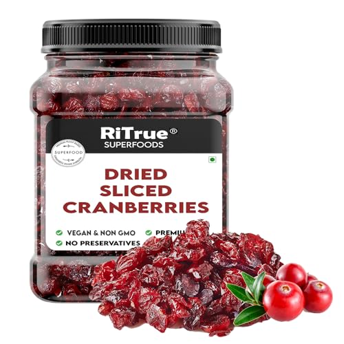 RiTrue - Dried Sliced Cranberry - 250 Gm Jar - Vegan, Non-GMO, Gl...