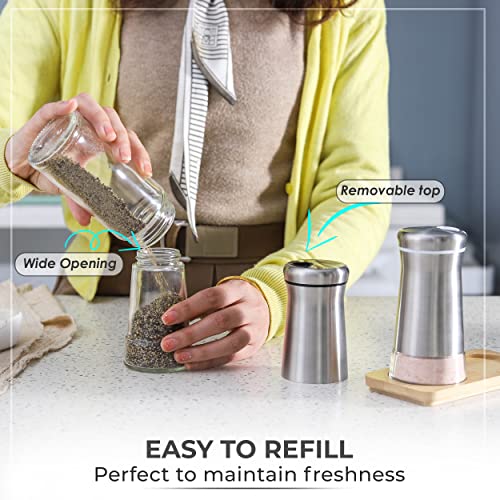 Kitchen-Go Salt And Pepper Shakers Set With Adjustable Pour Holes - Elegant Stainless Steel Spice Dispenser - Perfect For Himalayan, Table Salt, White And Black Pepper thumb #1