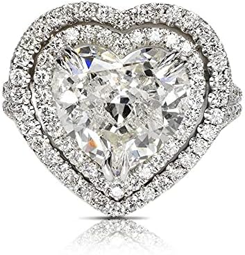 925 Sterling Silver Shiny Full Diamond Ring 18K Gold Cocktail Rings Heart-Shaped Cubic Zirconia Promise Rings CZ Heart Diamond Ring Eternity Engagement Wedding Band Ring for Women W.11 (US Code 6)