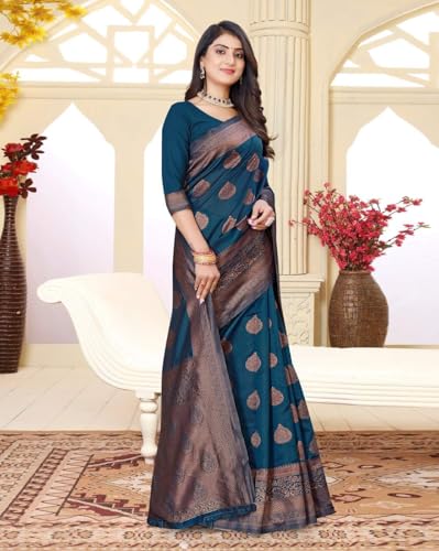 Image of Yashika Women Banarasi Kanjivaram Silk Saree Set with Blouse |saree for Women | Saree | New Sari