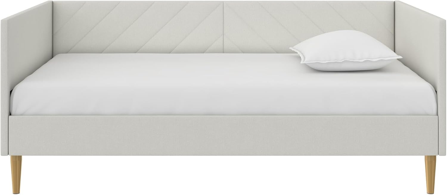 DHP Alicent Twin Upholstered Daybed with Gold Metal Legs, Gray Linen