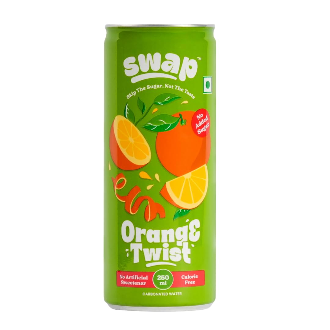 SWAP Orange Twist Soft Drink | 250 ml x 6 cans | Low calorie Soda