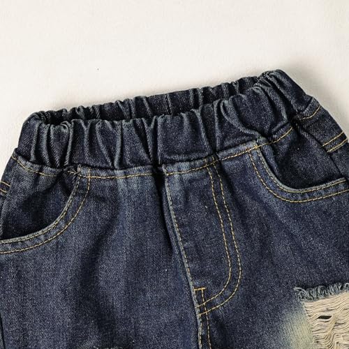 Image of Toddler Baby Boy Fall Winter Clothes Long Sleeve Plaid Hooded Sweatshirt Ripped Holes Jeans Set 1-5 Years Old