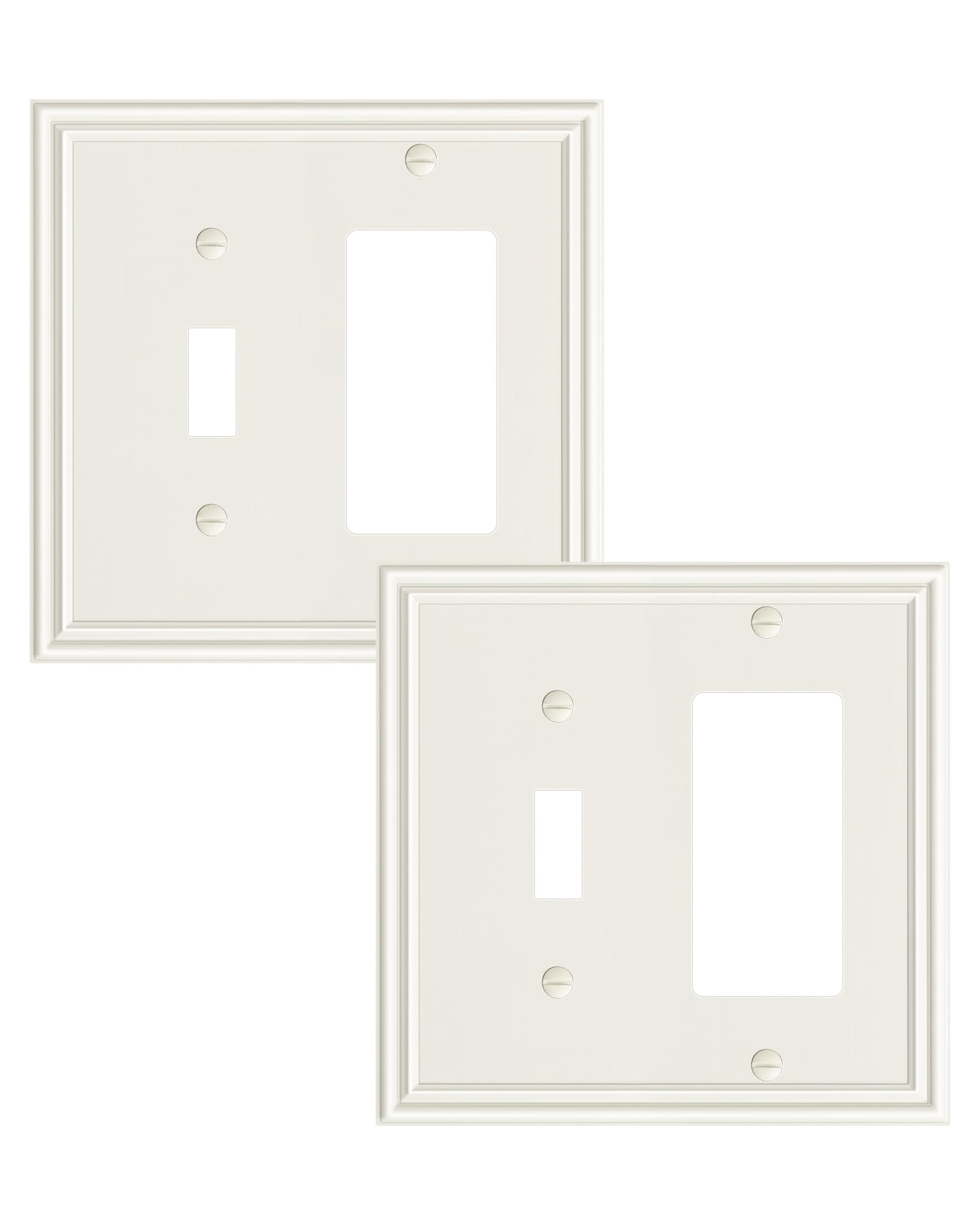 2-Pack Combo Toggle/Decorator Light Switch Cover Plate, Light Almond Decorative Electrical Outlet Covers, Durable Solid Zinc Alloy Wall Switch Plates and Outlet Covers