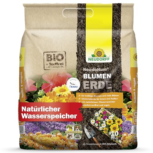 Neudorff NeudoHum BlumenErde 10L Bio - Torffreie Zimmerpflanzen Erde für...
