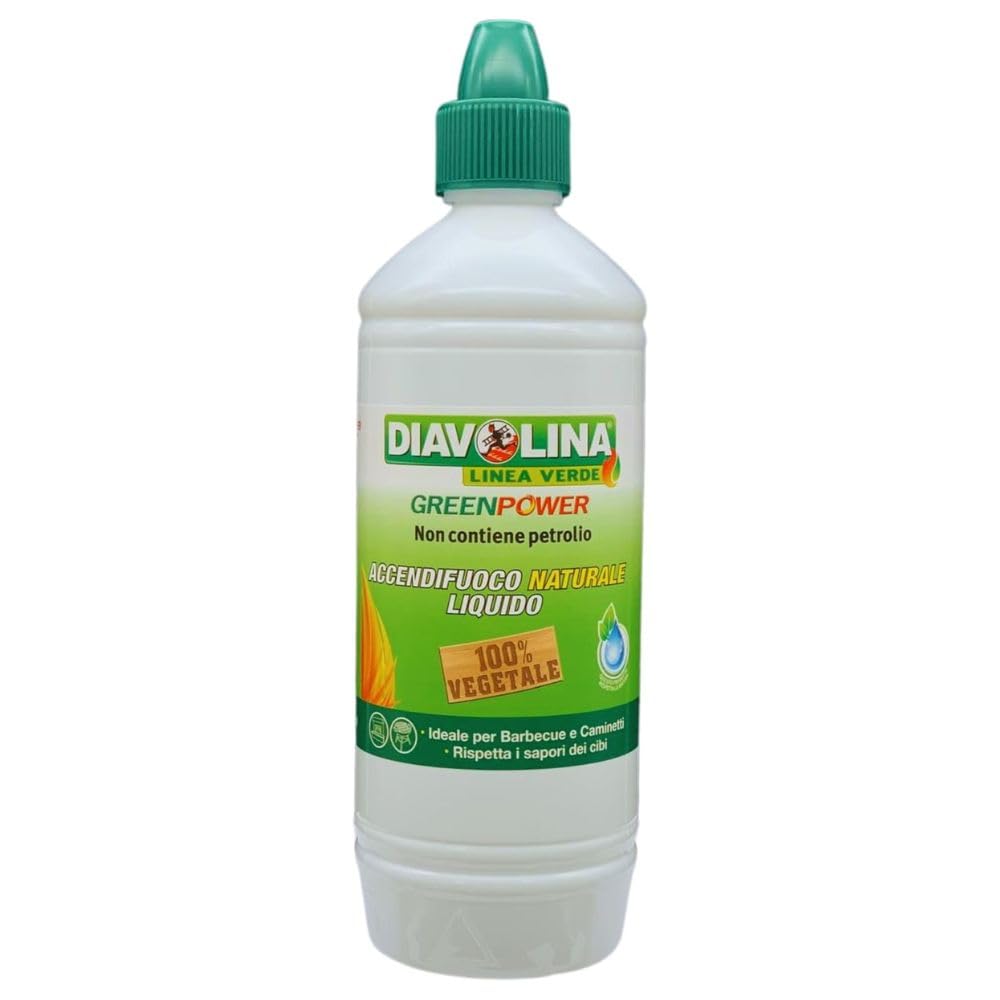 ACCENDIFUOCO NATURALE LIQUIDO 100% VEGETALE, Ideale per Barbecue e Caminetti, Rispetta i sapori dei cibi, 750ml. (4 Unità)