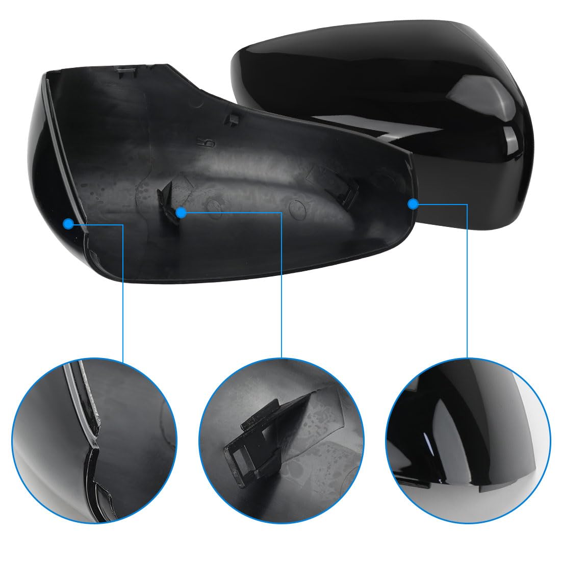 Oplatool 1 Paio Copri Specchietto Retrovisore Auto per R-enault Clio MK4 R-enault Zoe Captur, Tappo Copri Specchietto Retrovisore Copertura per Specchietto Retrovisore per Auto, 963732631R 963732631