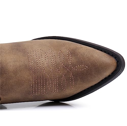 GLOBALWIN Cowboy Boots For Women Westen Charm Cowgirl Mid Calf Boots For Women With Pointed Toe Camel Size 5.5M - image 7