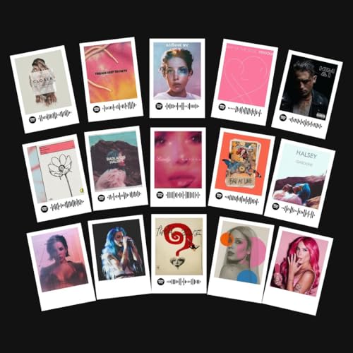 Image of Halsey Poster | Halsey Songs Polaroids (Set of 15) | Halsey's Gasoline, Badlands, Closer Songs Mini Poster (8 x 6 cm) Posters for Phone Accessories, Bedroom, Office, room decoration (Halsey)