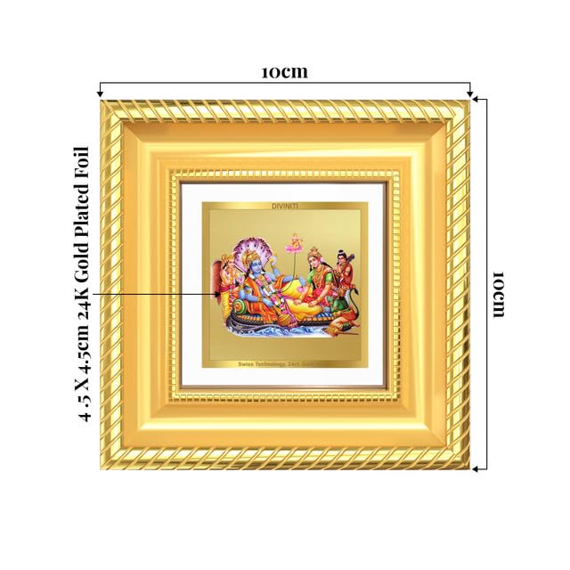 Image of DIVINITI Lakshmi Vishnu 24K Gold Plated Foil Tabletop Photo Frame for Home Decor, Puja Room, Luxury Gifting | DG Frame 015 S1A (10x10 CM)