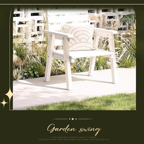 Modern Pine Wood Outdoor Bench - Slat Design for Patios, Lawns, Balconies & Porches - 120cm/47in White One-Piece Molding for Indoor & Outdoor Use