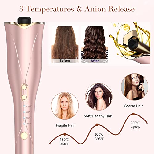 Automatic Curling Iron, Auto Hair Curler With 1” Ceramic Ionic Barrel, Smart Anti-Stuck, Auto Shut-Off, 3 Temps Up To 430℉, Hair Curler With Dual Voltage For Hair Styling #TOP1