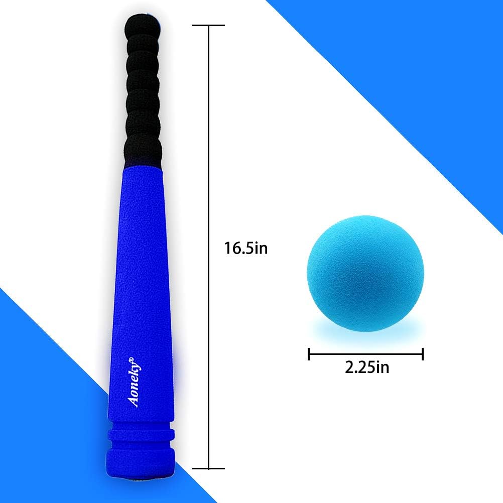Aoneky Min Foam Bat with Multi Balls for Toddler - Indoor Soft Super Safe TBall Set Toys for Kids Age 2 Years Old (Blue) : Toys & Games