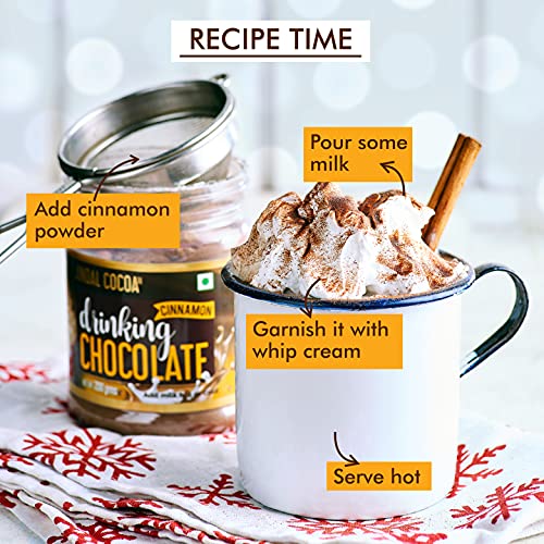 Image of Jindal Cocoa Drinking Chocolate Cinnamon Powder - 200g | Goes well with Hot or Cold Chocolate Drink | No Artificial Colours | No Artificial Preservatives | No Trans-Fat | 100% Vegetarian (200g)