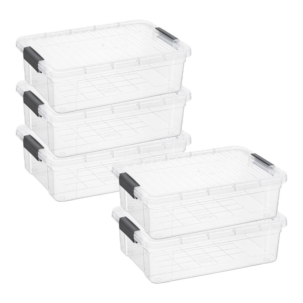 Superio Cajas de almacenamiento transparentes con tapas, contenedores de plástico de 32 cuartos de galón para organizar, cajas apilables, sin BPA, no tóxicas, sin olor, organizadores para el hogar,