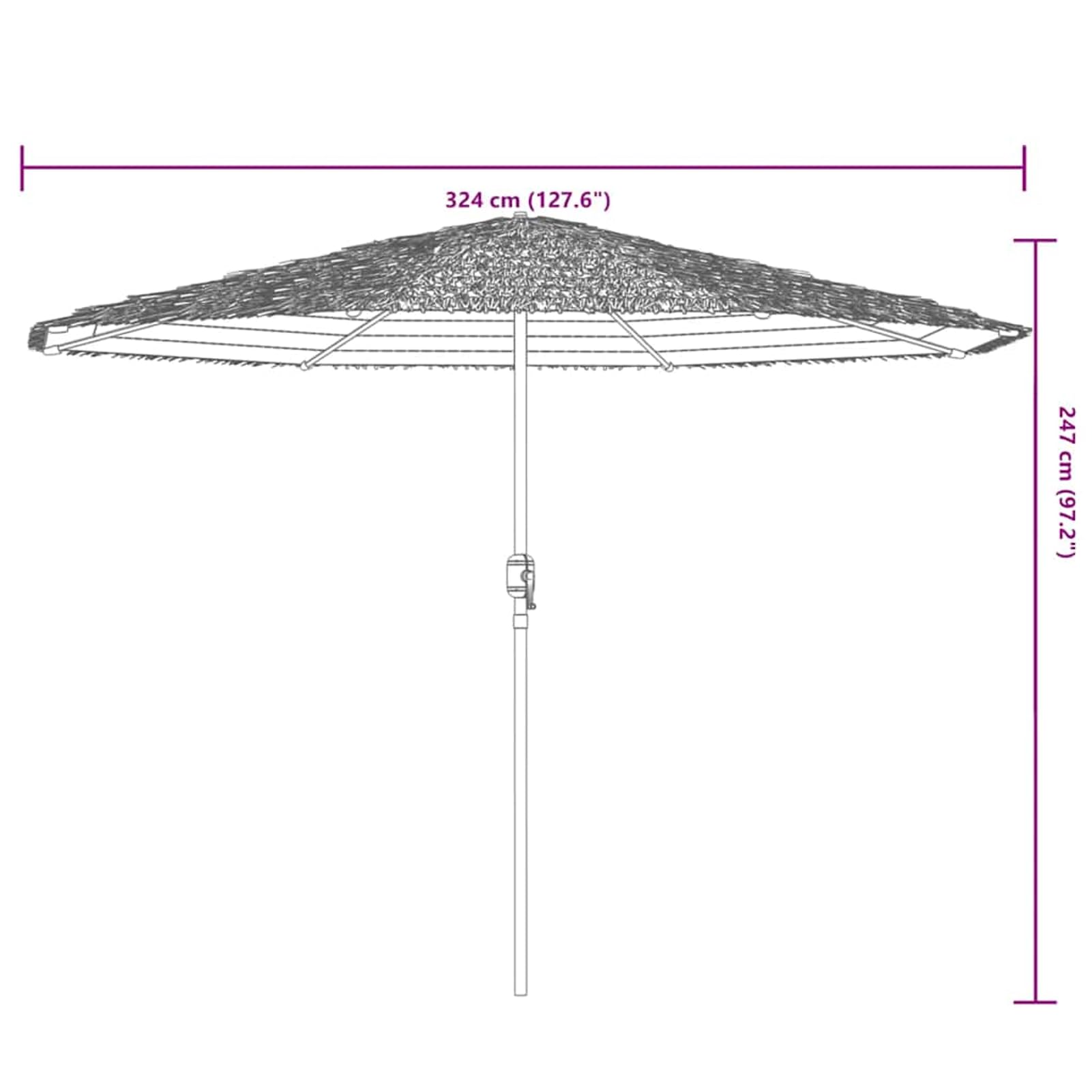 ATOMSTACK MAKER Parasol ogrodowy 248 x 248 x 248 cm ze stalowym masztem (38 mm), 8-warstwowy dach ze słomą i mechanizmem korbowym – brązowy, ochrona przed promieniowaniem UV i deszczem, na taras
