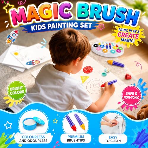 Image of VikriDA Color Wonder Magic Light Brush for Kids | Mess Free Painting Station & Drawing Activity Toy for Toddlers | Creative Learning Toy for Boys & Girls Age 3, 4, 5 Years | Multicolor (Small)