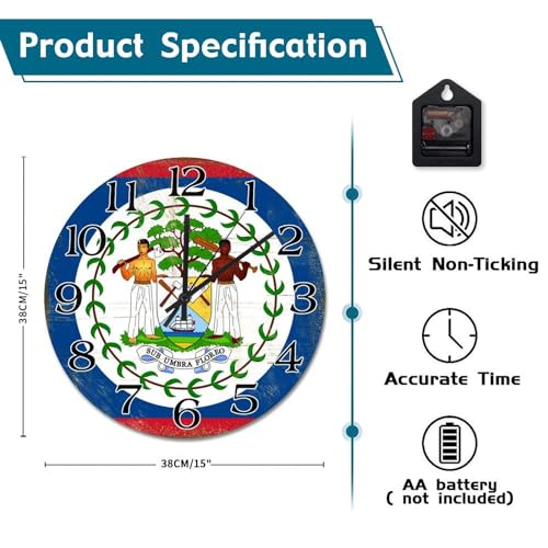 Horloge murale du Belize originale motif drapeau pour décoration - 7