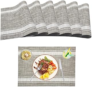 Thickoad Place Mats,Woven Placemats Set of 6,Table Mats Non Slip Heat Resistant Washable Kitchen Placemats for Home Kitchen,Restaurant, Hotel 18"X12" (6pc placemats, White)