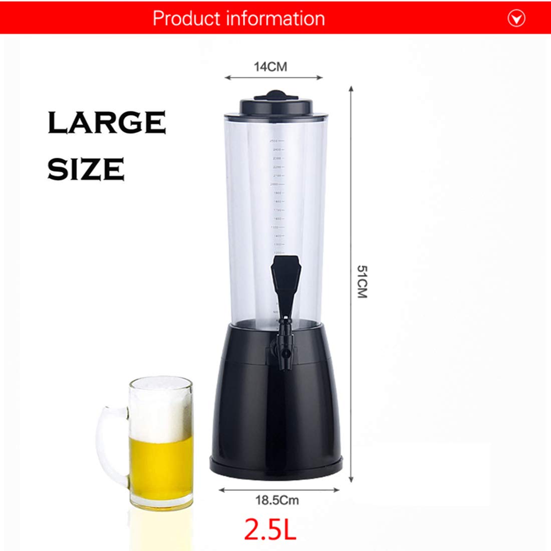 3L Biertoren Ice Tube Bierdispenser met 3 kranen Draagbare