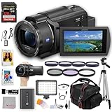Sony FDR-AX43A UHD 4K Handycam Camcorder with LED Video Light and 128GB Extreme Memory, Editing Software, Case, Tripod & More