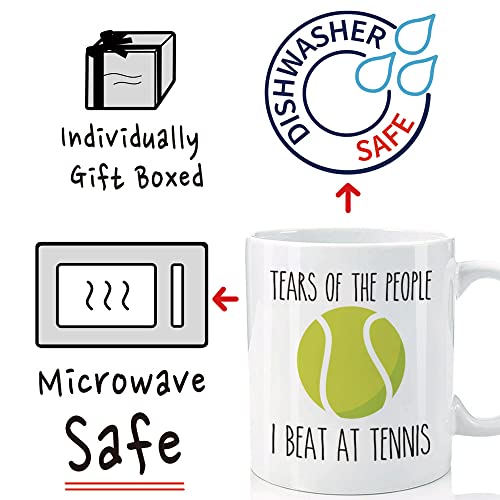 Tears Of The People Coffee Mug, I Beat At Tennis Funny Tennis Themed Mug, Inspirational Tennis Gifts for Tennis Lovers Tennis Player Coach Friend Colleague Teens Girls Women Coworker Men Siblings-91