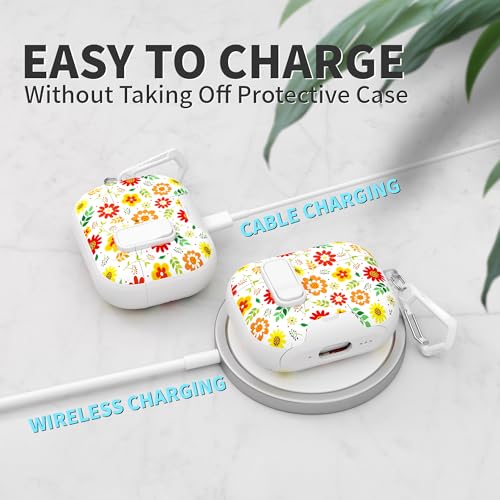 Image of for AirPods Pro 3 Case(2025) with Secure Lock Clip and Phone Stand,Floral Girly Style Protective Cover with Cleaning Kit and Hand Strap for Apple iPod Pro 3rd Generation(Sunflower Petals)