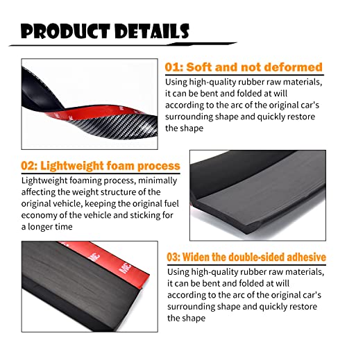 Jeseny Auto Front Bumper Lip Splitter Carbon Universal Fit Compatible With Cars Trucks Suv | Front Lip Spoiler Exterior Soft Rubber Skirt Protector Strip Air Dam | Customizable Car Decoration Black #TOP1