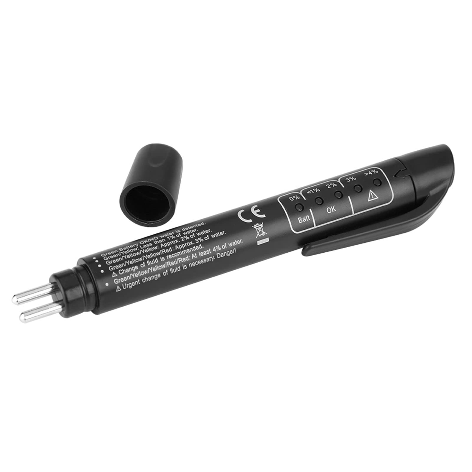 Tester Płynu Hamulcowego Bateria OK, 5 Diod LED Tester Jakości Płynu Hamulcowego DOT3 DOT4 DOT5, Bez Złącza Kablowego, Przenośny i Lekki do Użytku Profesjonalnego w Warsztatach