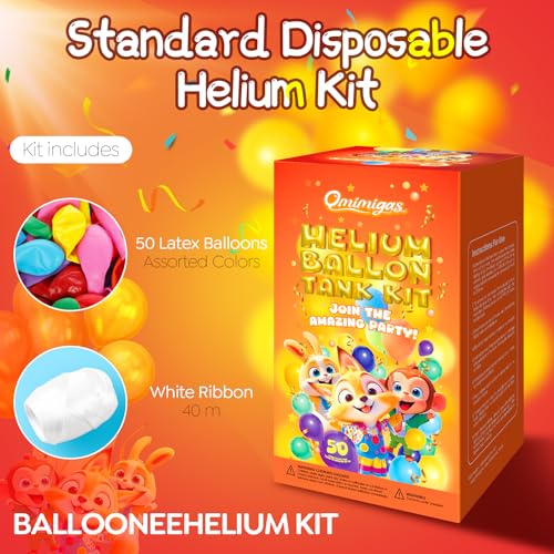 Helium Tank for Balloons at Home 13.4L with 50 Latex Balloons Ribbons 99.99% Pure Helium Gas Tank Pump Kit (1 Tank) - Image 5