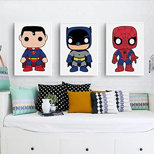DASHBIG Dessin animé Mur Art Toile Impression Peinture Iron Man Spiderman Marvel Affiche Enfants Salon décor à la Maison Nordique Murale | 30x40cmx3 Pas de Cadre