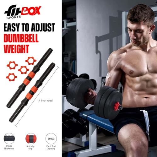 Image of FitBox Sports Adjustable 12kg Dumbbells & Home Gym Set - Weights with Curl Rod - Strength Training Equipment for Men & Women, Compact and Versatile