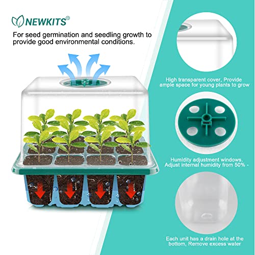 Newkits 5 Packs Seed Starter Tray Kit Seed Starter Trays With Humidity Dome Plant Germination Starter Kit For Greenhouse Grow Germination Seeds Growing Starting #TOP2