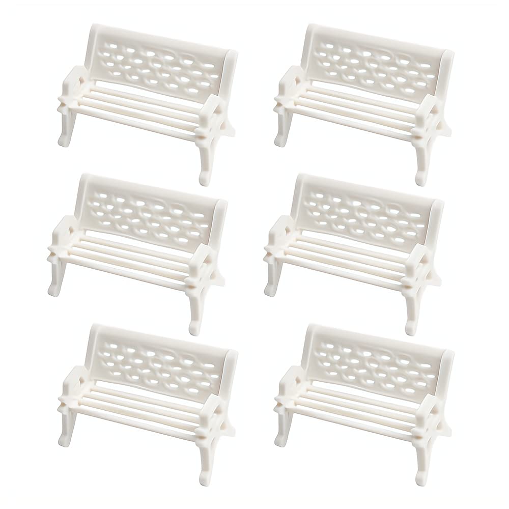 Opexicos 6Pcs Mini White Chair Fairy Garden Ornament Decoration Resin Crafts DIY Bonsai Figurines Mini Garden Accessories