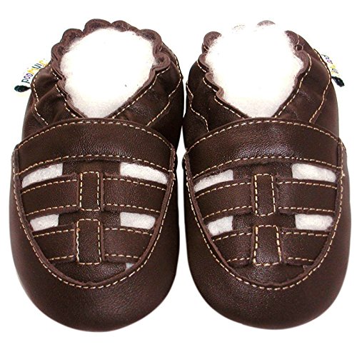 Leather Baby Soft Sole Shoes Boy Girl Infant Children Kid Toddler Crib First Walk Gift Sandal Strap Brown (30-36month, Brown)