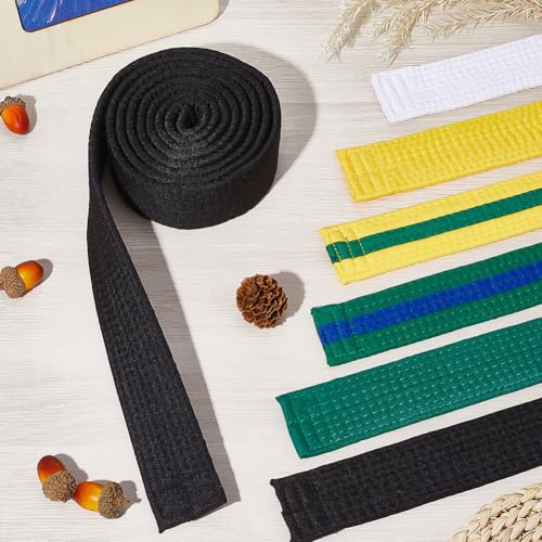 2Pcs Black Jiu Jitsu Martial Arts Belts Polyester Soft Long Universal Fit for Judo Karate Taekwondo Hapkido Sports Training 6.56ft3