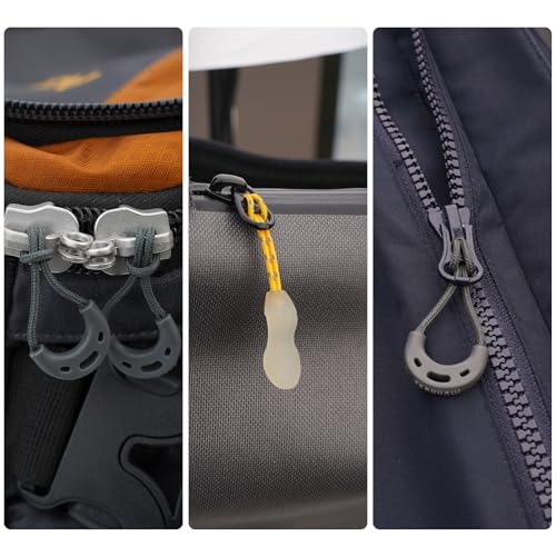Image of munkees Zipper Puller Replacement Nylon Pull Rope 3 in Pack, Normal, Glow in the Dark, Grey