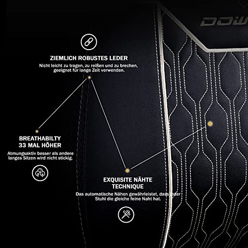 Sedia Gaming con braccioli 4D, ergonomica, con poggiapiedi, in pelle PU, comodo supporto lordosi, grande e alta, 180 kg, nero - Sedia gaming - Immagine 3